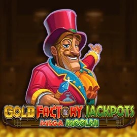 Gold Factory Jackpots Mega Moolah logo by Aurum Signature Studios Rabbit Reel Casino