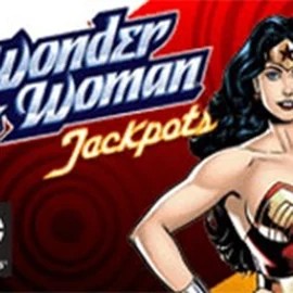 Wonder Woman Jackpots slot logo by Amaya at Rabbit Reel Casino